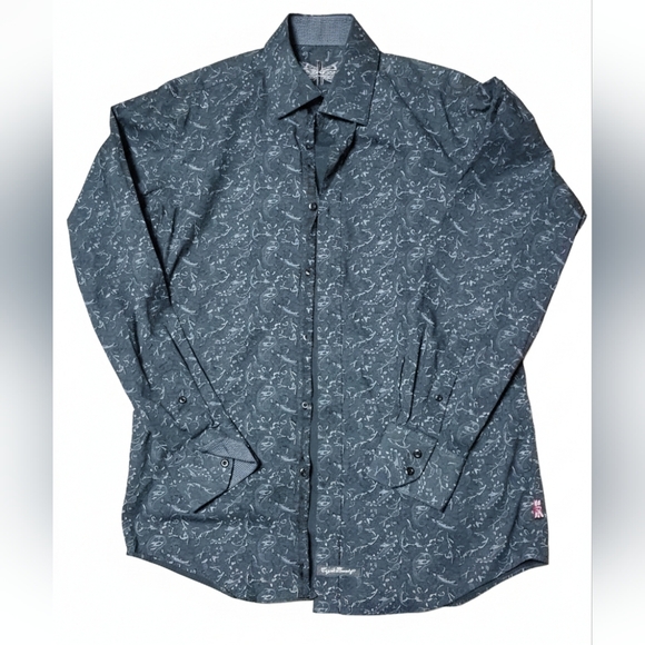 English Laundry Charcoal Patterned Button Down Shirt - Picture 2 of 3